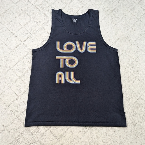 Madewell Top Men's M Blue Navy Love To All Pride Allday Tank Sleeveless Cotton - Picture 1 of 8